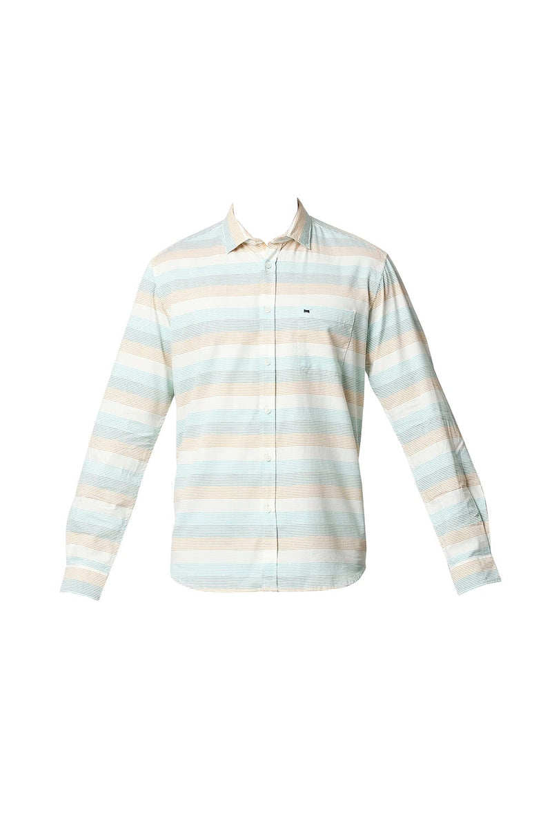 BASICS SLIM FIT TWILL WEFT STRIPE SHIRT