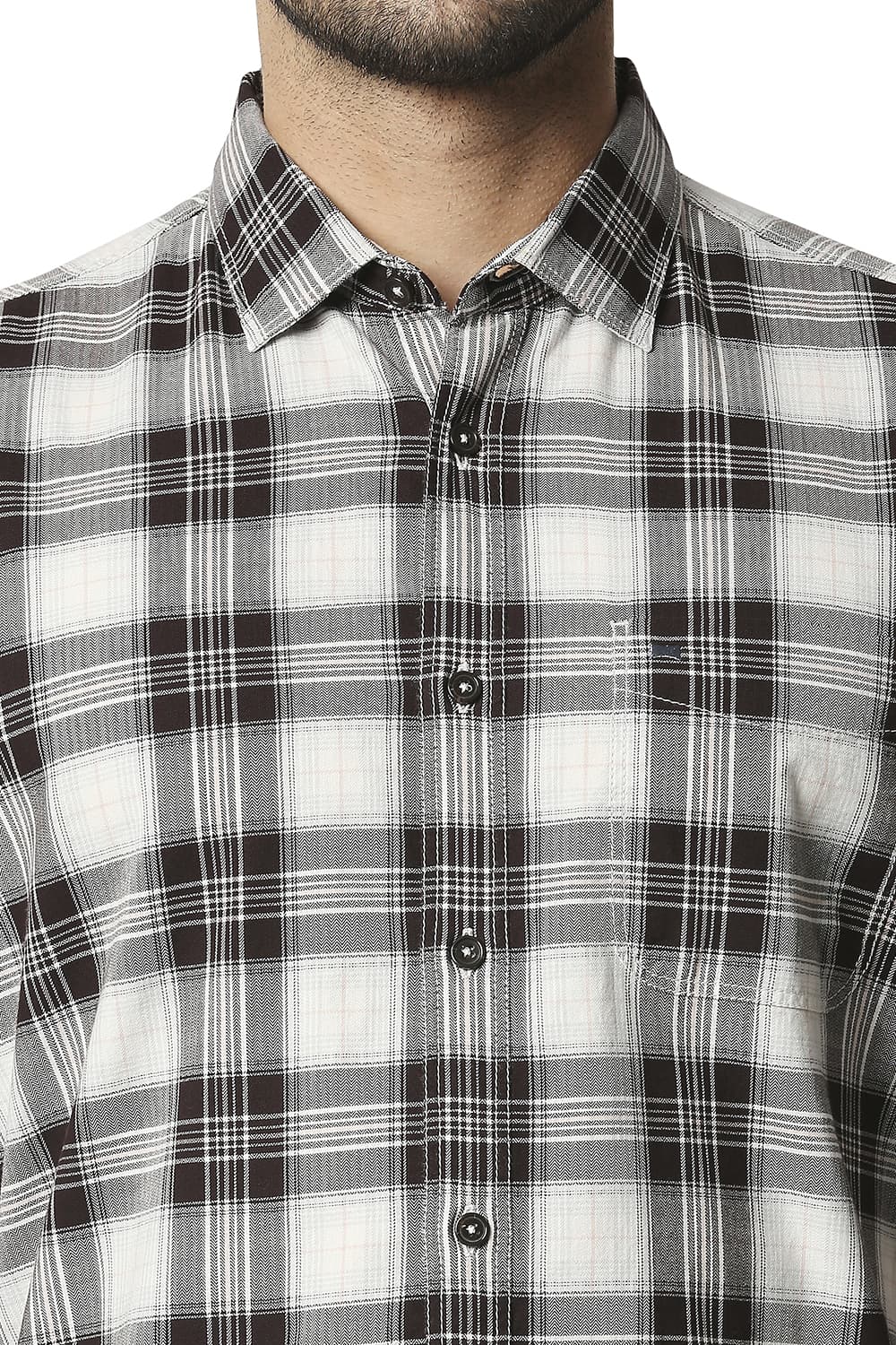 BASICS SLIM FIT TWILL CHECKS SHIRT SHIRT