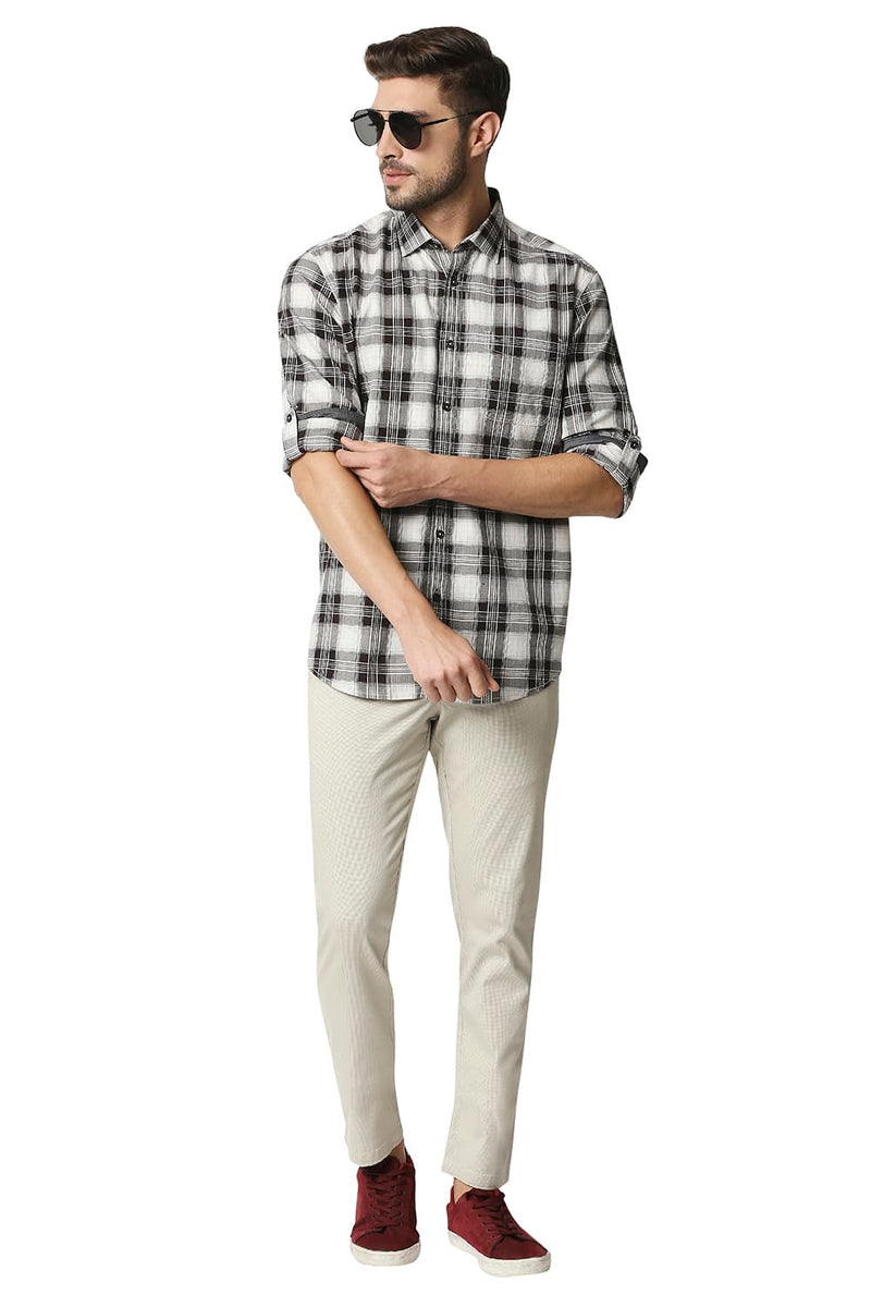 BASICS SLIM FIT TWILL CHECKS SHIRT SHIRT