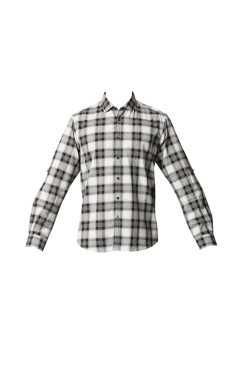 BASICS SLIM FIT TWILL CHECKS SHIRT SHIRT