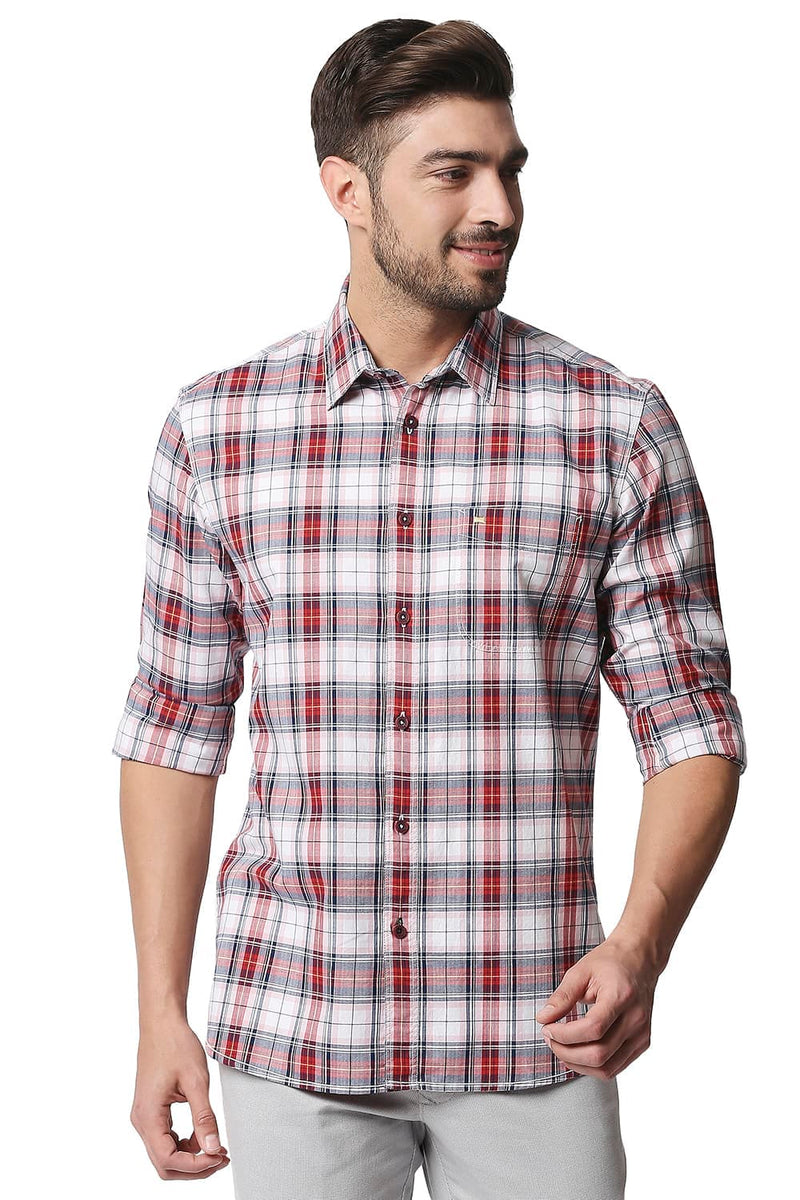 BASICS SLIM FIT TWILL CHECKS SHIRT SHIRT