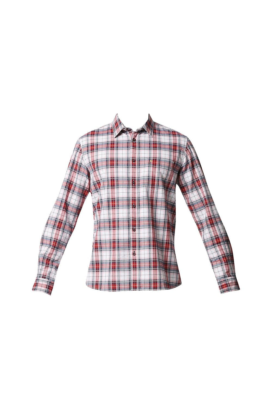 BASICS SLIM FIT HIGH RISK RED TWILL CHECKS SHIRT SHIRT