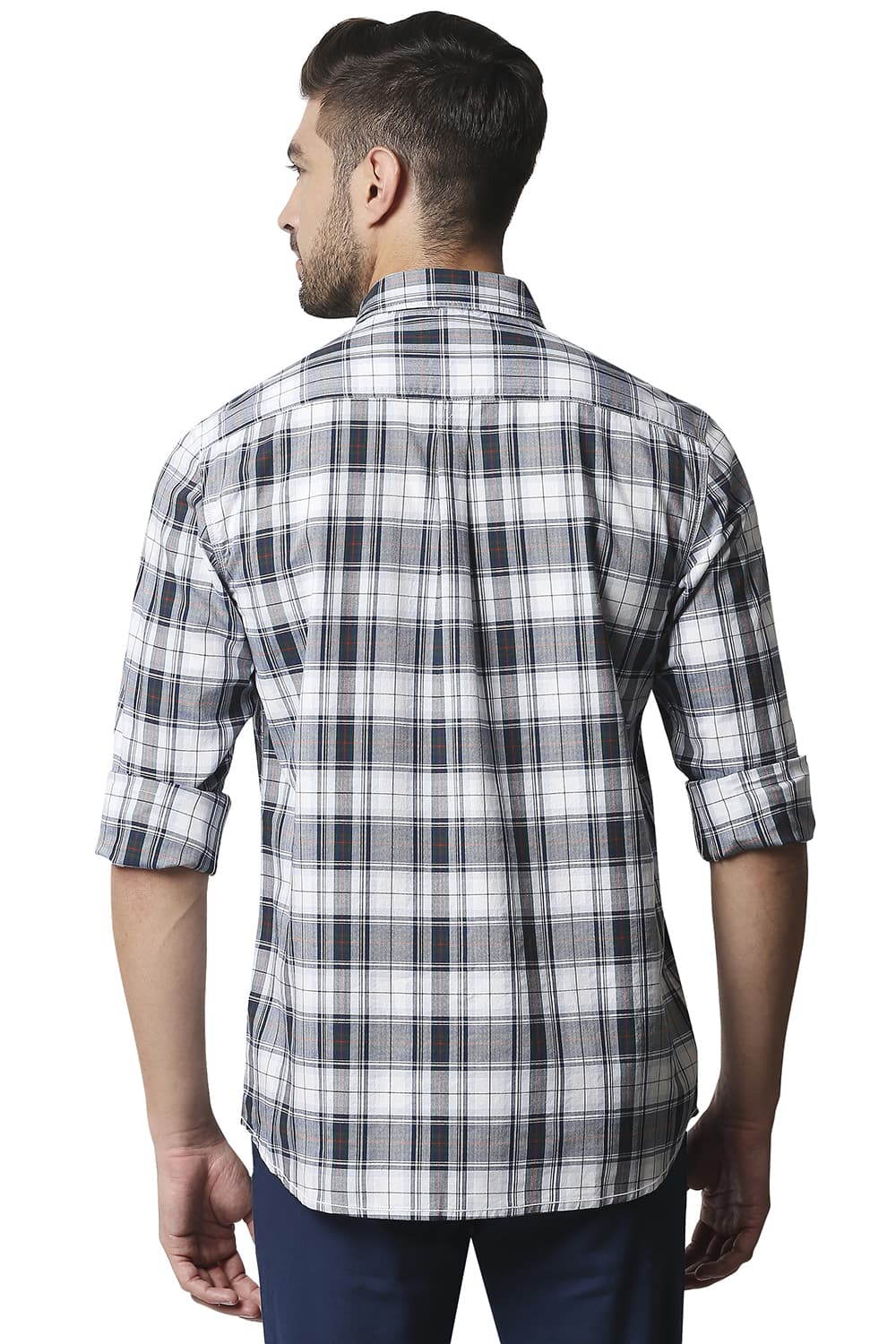 BASICS SLIM FIT TWILL CHECKS SHIRT SHIRT