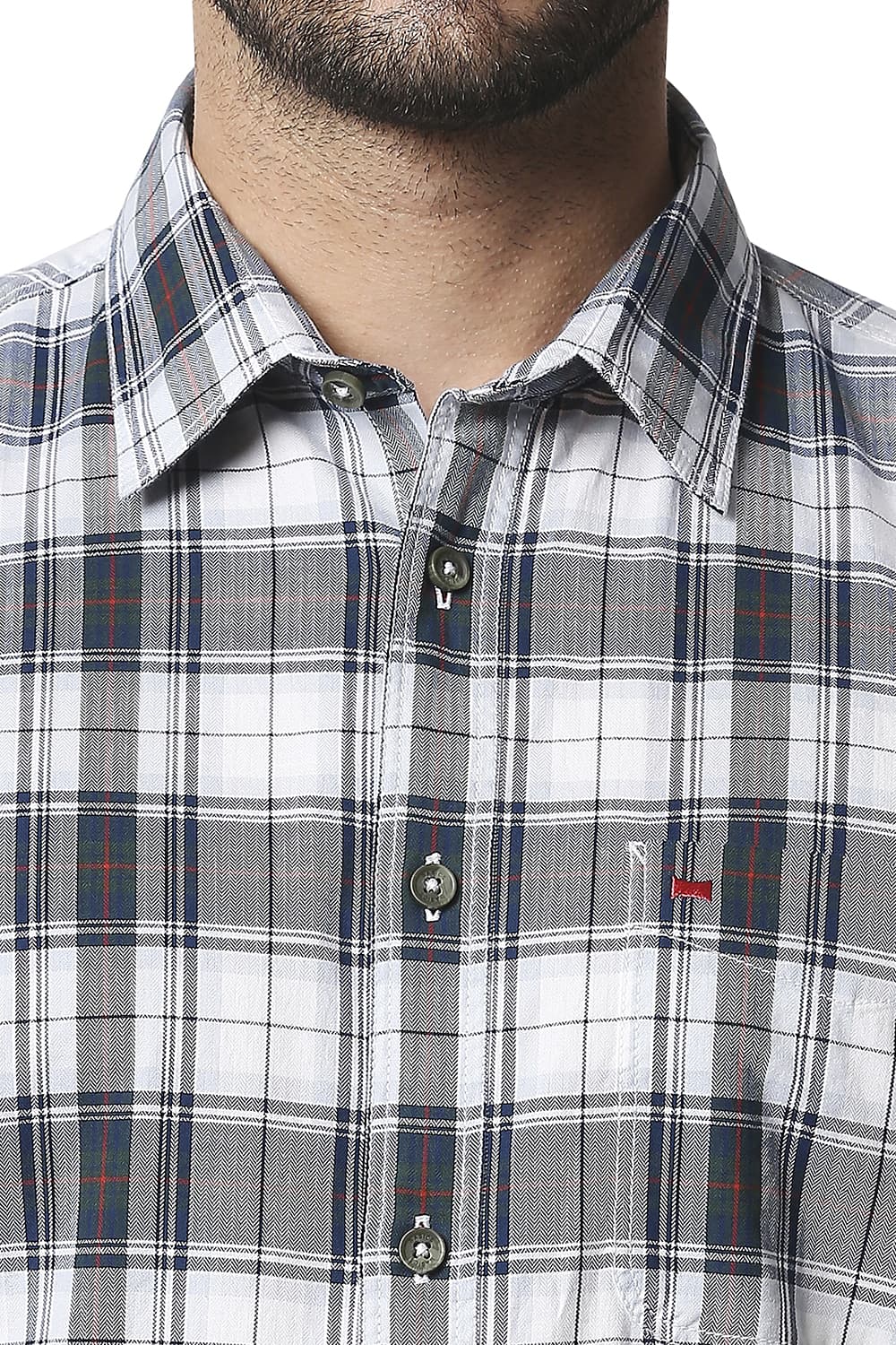 BASICS SLIM FIT TWILL CHECKS SHIRT SHIRT