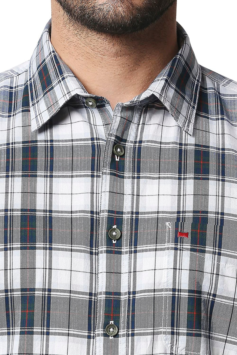 BASICS SLIM FIT TWILL CHECKS SHIRT SHIRT