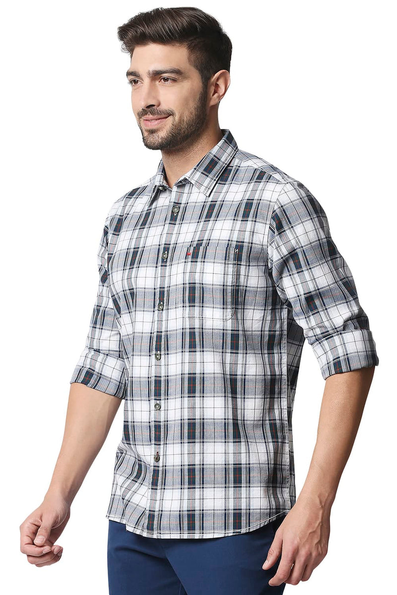 BASICS SLIM FIT TWILL CHECKS SHIRT SHIRT