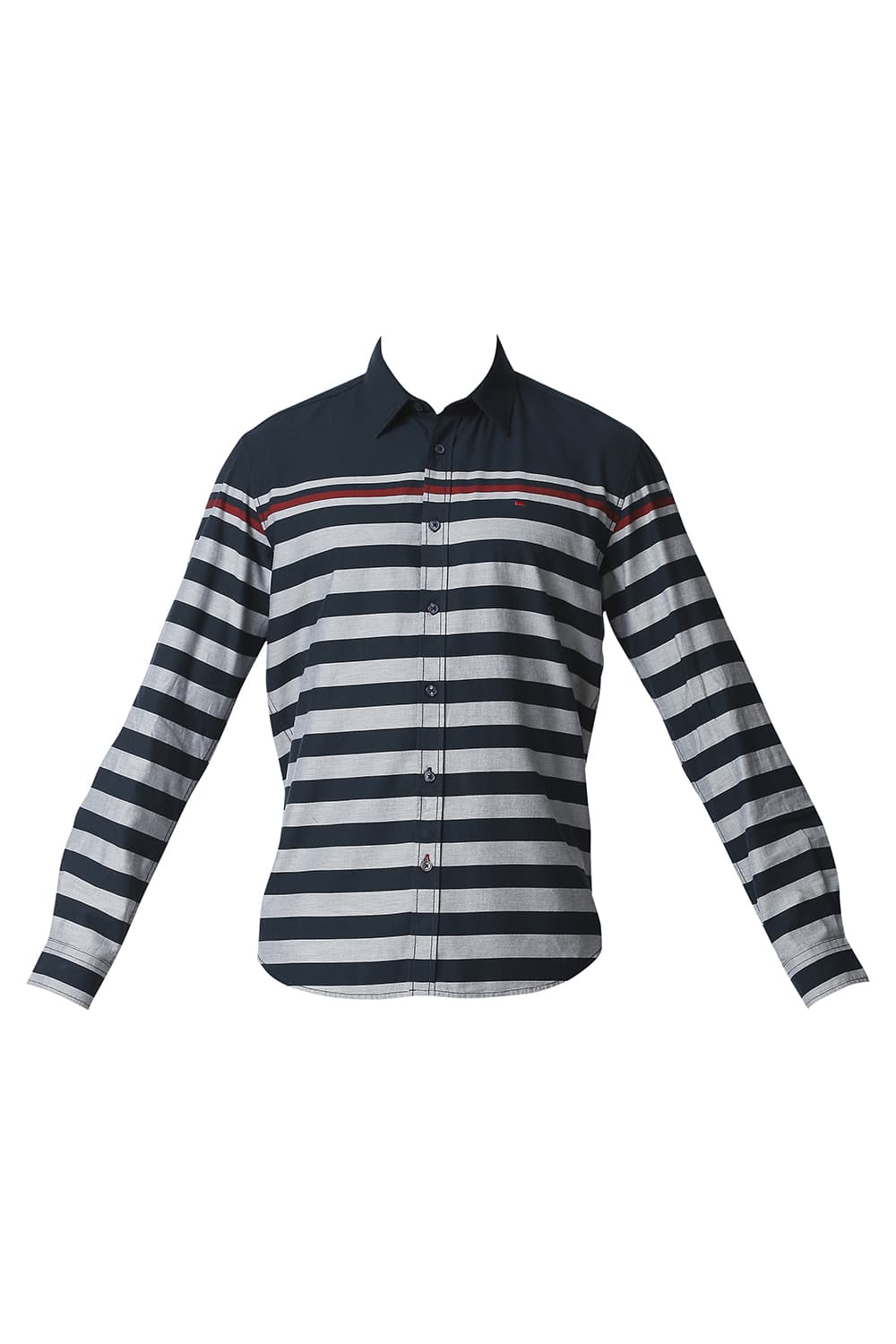 BASICS SLIM FIT TWILL ENG WEFT STRIPE SHIRT