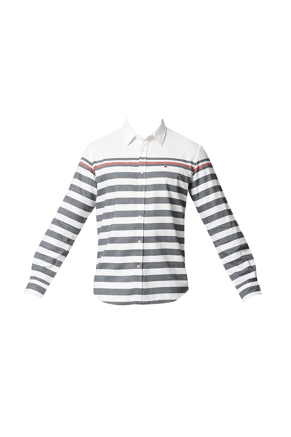 BASICS SLIM FIT TWILL ENG WEFT STRIPE SHIRT