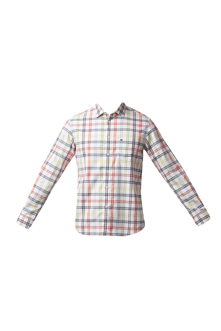 BASICS SLIM FIT WHITE ALYSSUM HERRING BONE TWILL CHECKS SHIRT