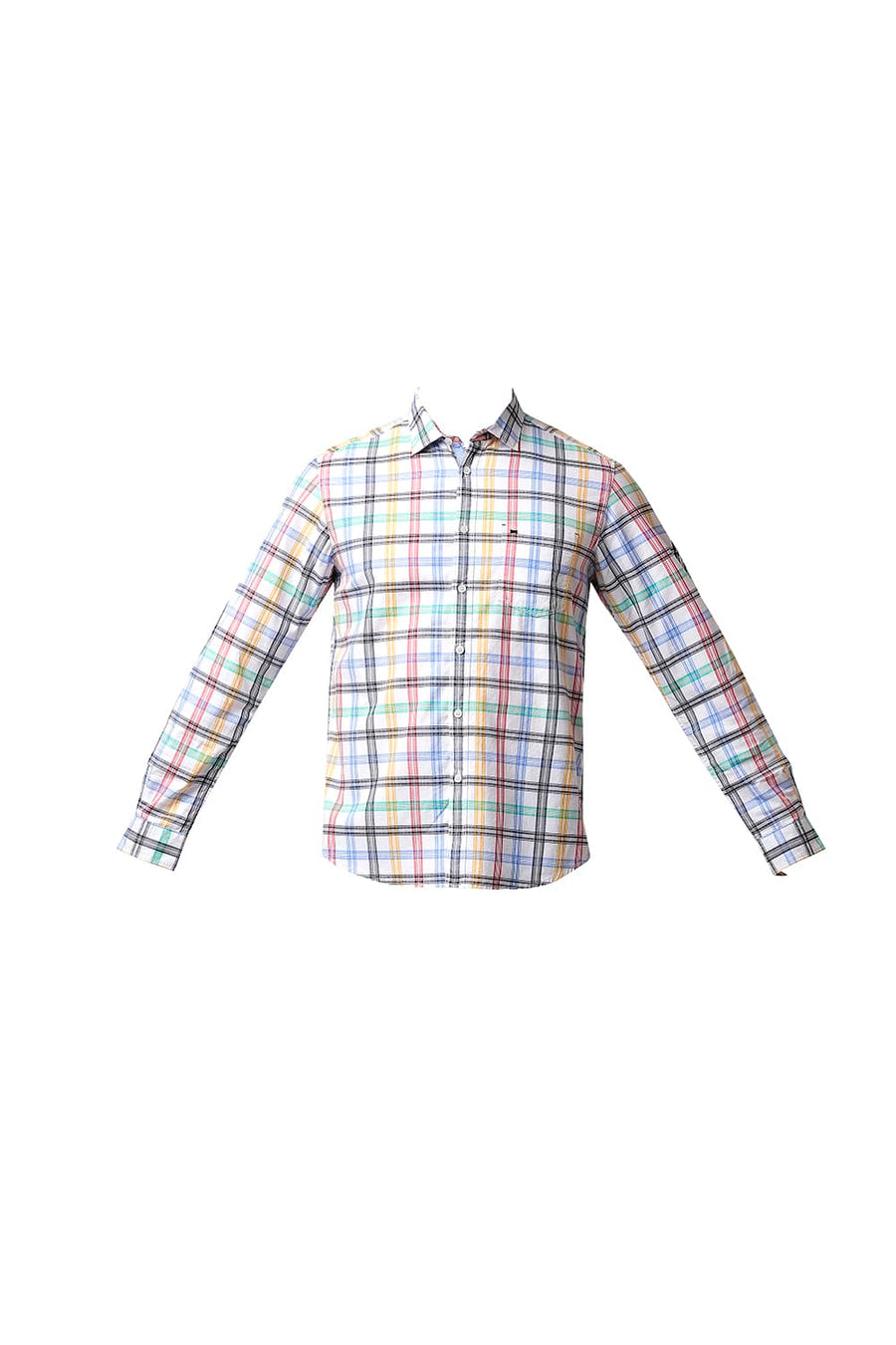 BASICS SLIM FIT WHITE ALYSSUM HERRING BONE TWILL CHECKS SHIRT