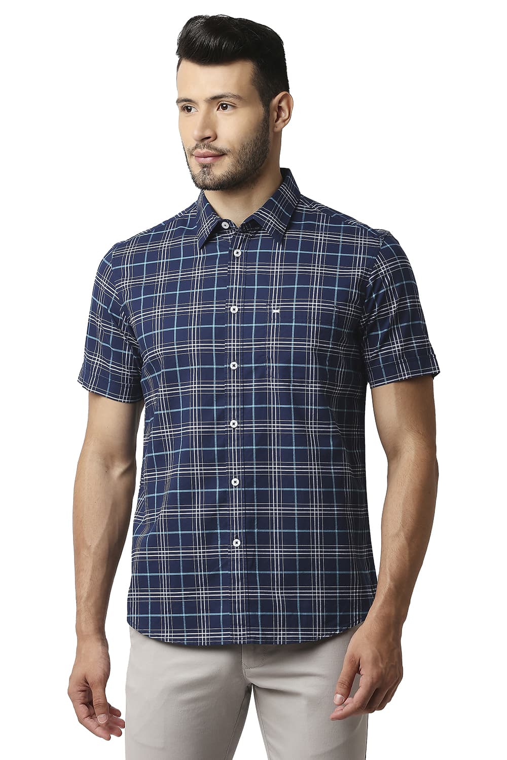 BASICS SLIM FIT OXFORD CHECKS SHIRT