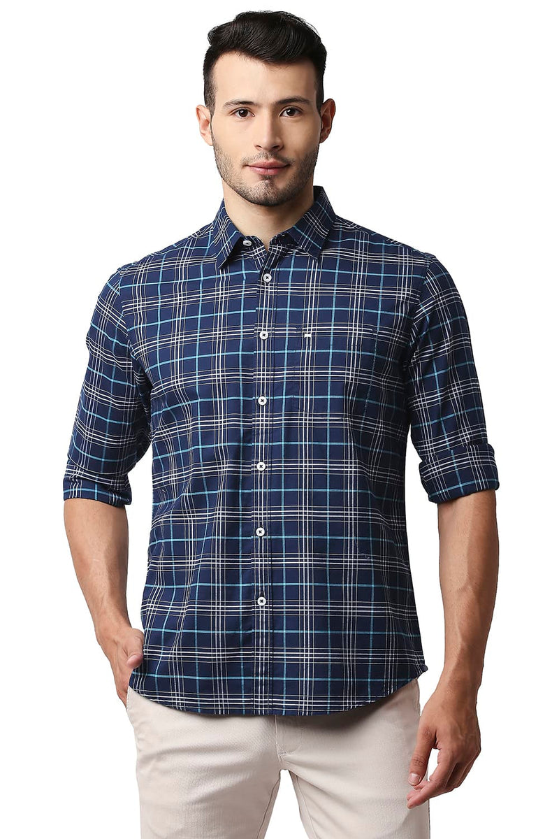 BASICS SLIM FIT OXFORD CHECKS SHIRT