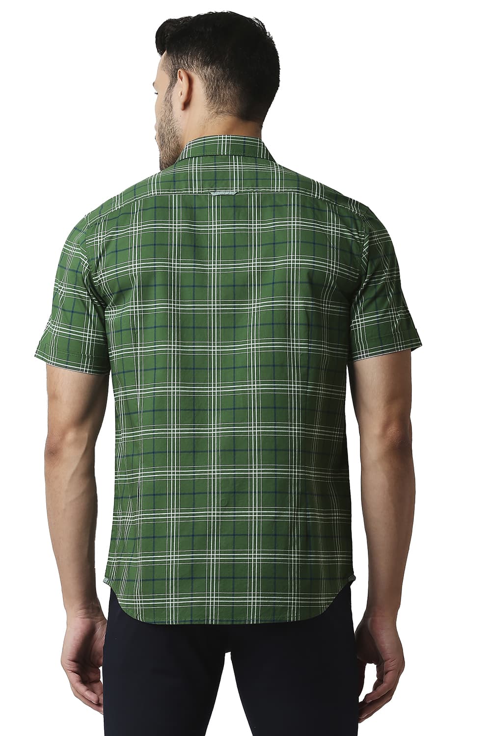 BASICS SLIM FIT OXFORD CHECKS HALFSLEEVES SHIRT