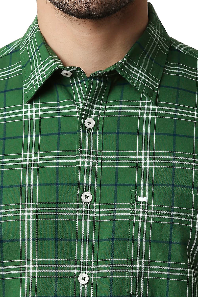 BASICS SLIM FIT OXFORD CHECKS HALFSLEEVES SHIRT