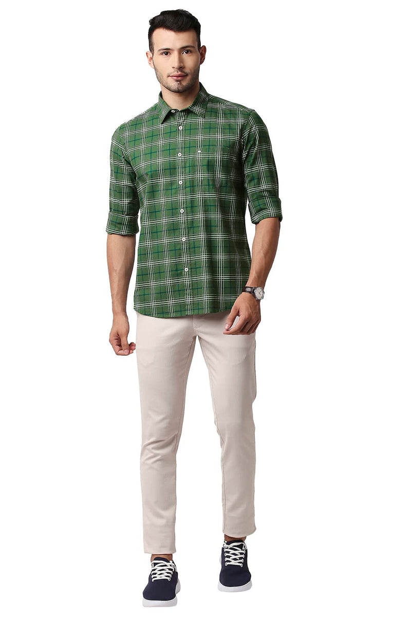 BASICS SLIM FIT OXFORD CHECKS SHIRT