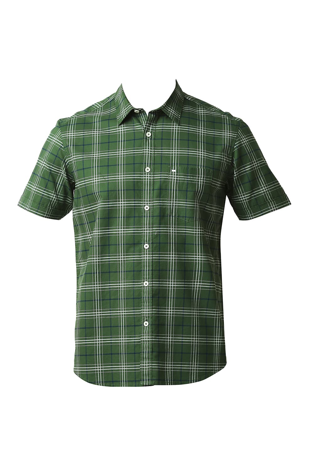 BASICS SLIM FIT OXFORD CHECKS HALFSLEEVES SHIRT