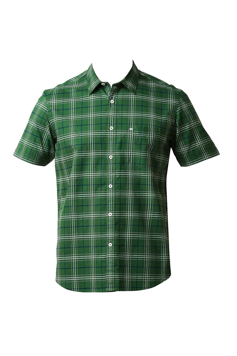 BASICS SLIM FIT OXFORD CHECKS HALFSLEEVES SHIRT