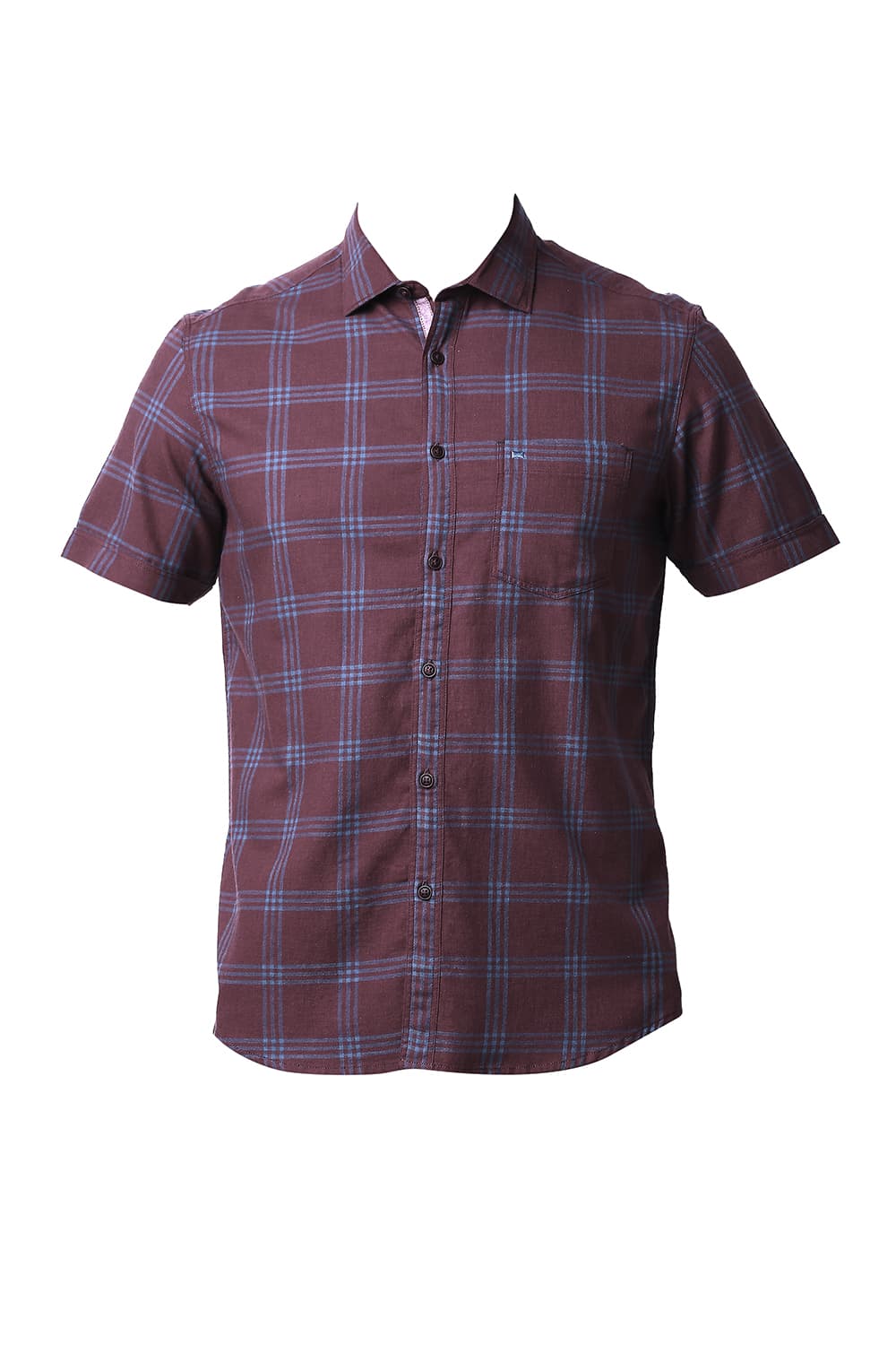 BASICS SLIM FIT MELANGE CHECKS HALFSLEEVES SHIRT