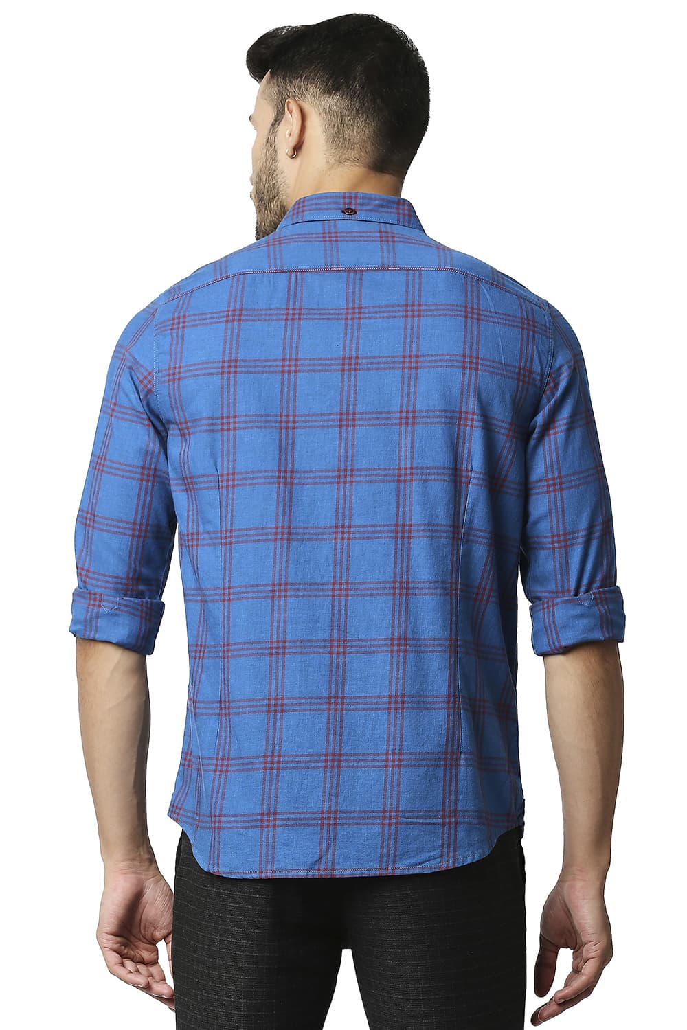 BASICS SLIM FIT MELANGE CHECKS SHIRT