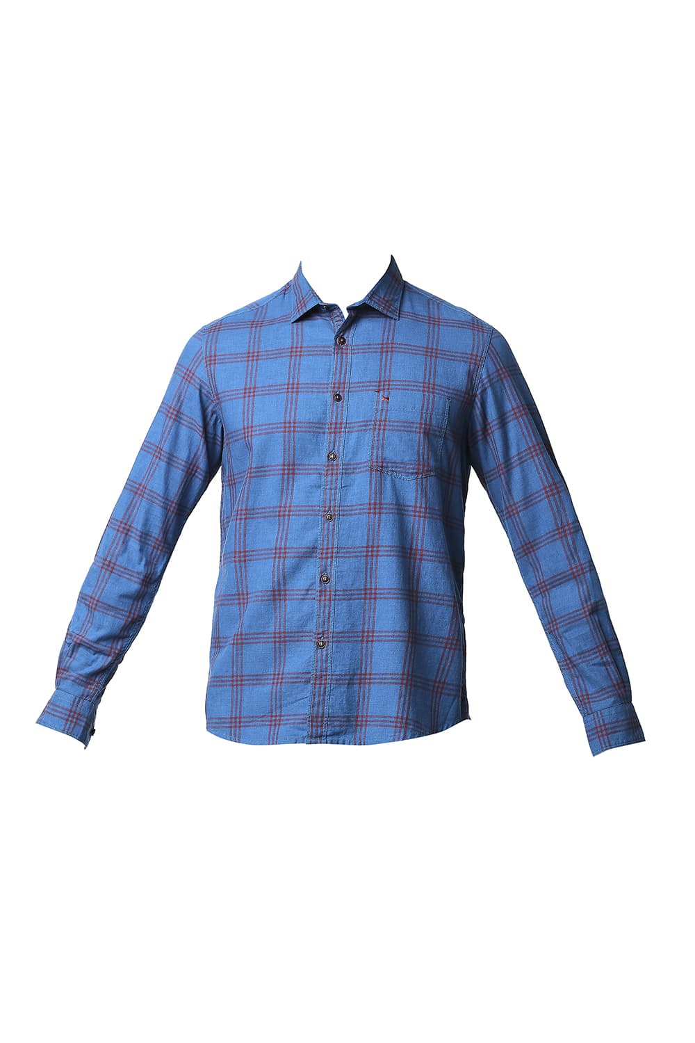 BASICS SLIM FIT MELANGE CHECKS SHIRT