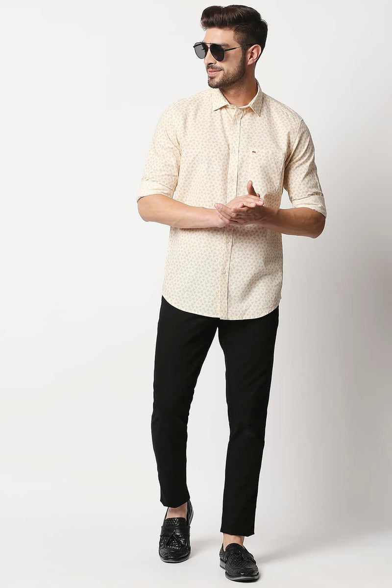 Slim Fit Cotton Hemp Printed Shirt