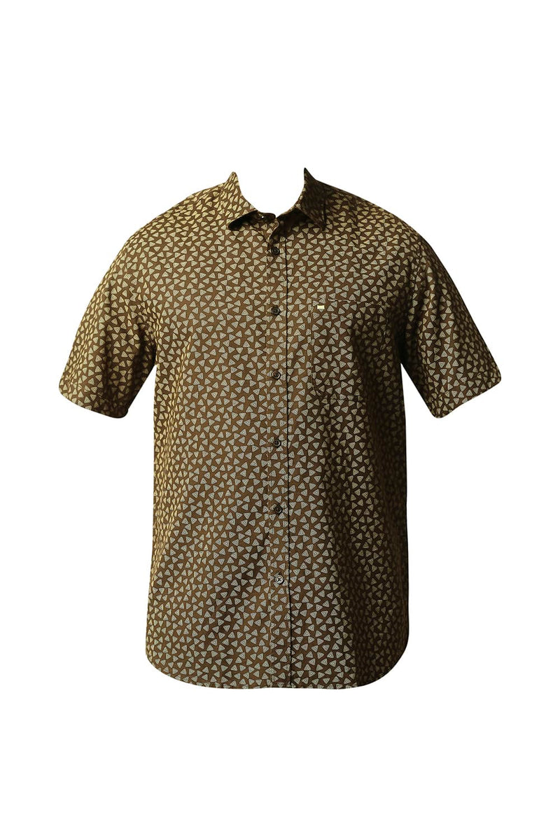 BASICS SLIM FIT COTTON HEMP PRINTED HALFSLEEVES SHIRT