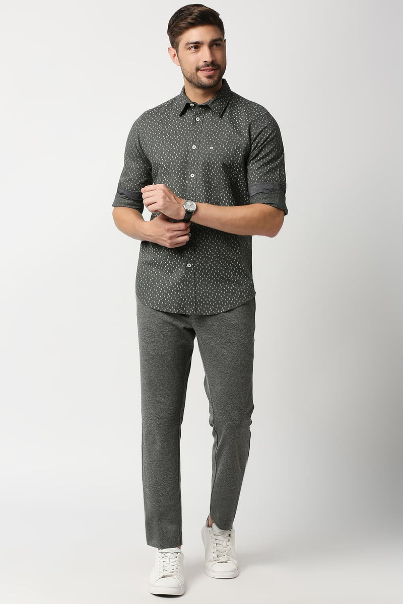 Slim Fit Cotton Hemp Printed Shirt