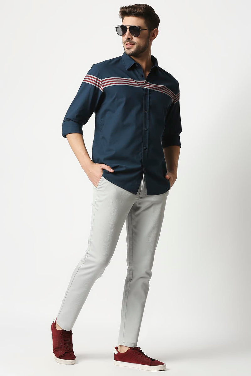 Slim Fit Oxford Eng Weft Stripe Shirt