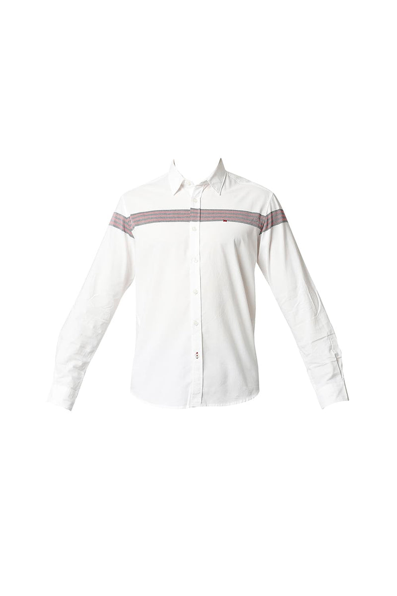 BASICS SLIM FIT OXFORD ENG WEFT STRIPE SHIRT