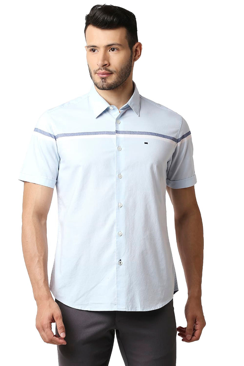 BASICS SLIM FIT OXFORD ENGINEERING WEFT STRIPE SHIRT