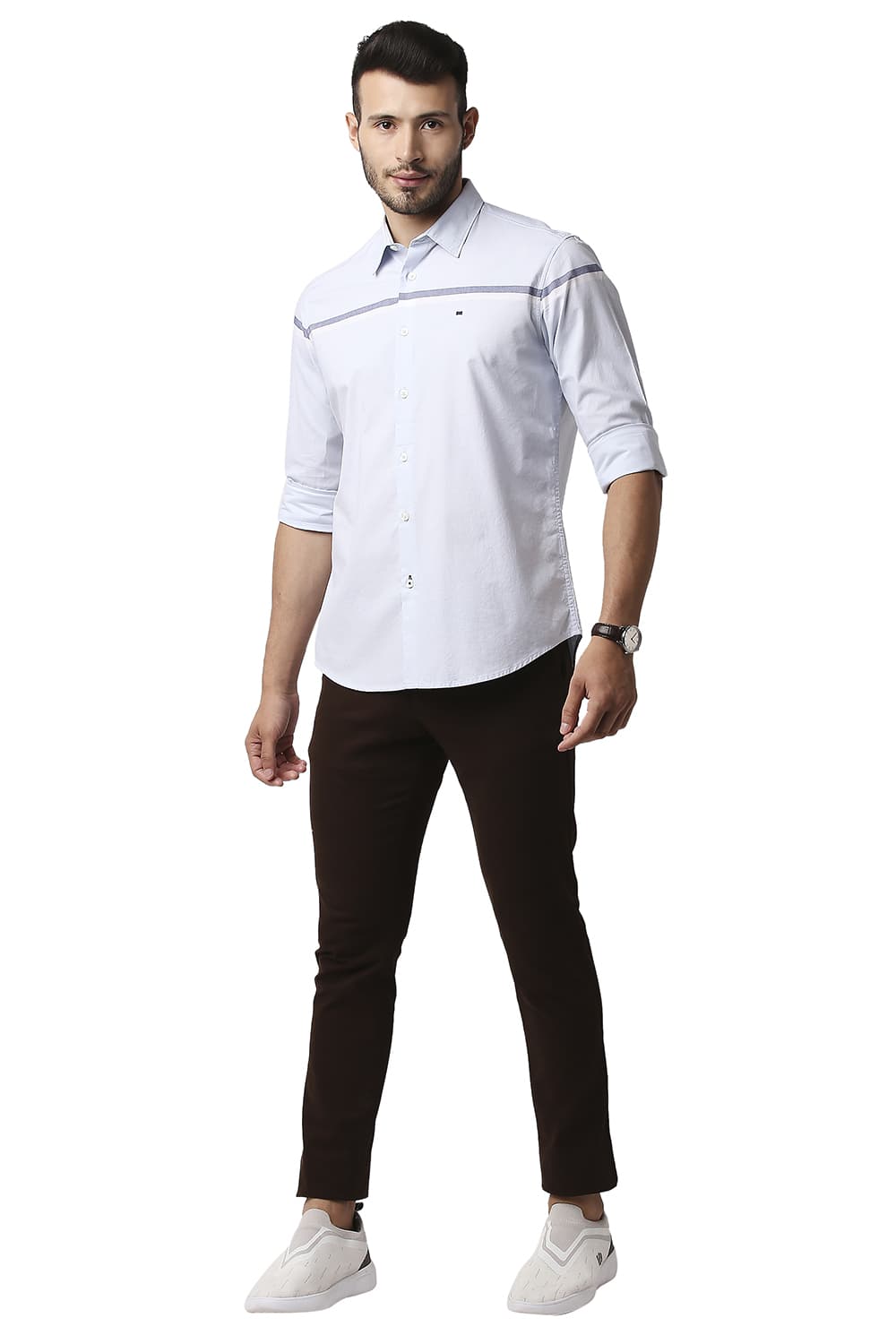 BASICS SLIM FIT OXFORD ENGINEERING WEFT STRIPE SHIRT