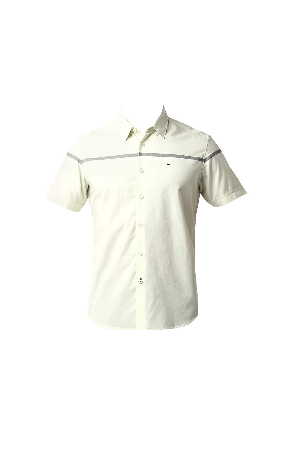 BASICS SLIM FIT OXFORD ENGINEERING WEFT STRIPE HALFSLEEVES SHIRT