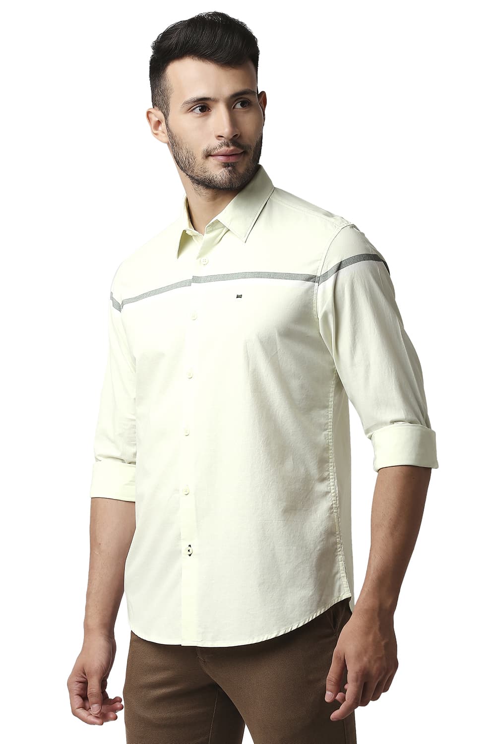 BASICS SLIM FIT OXFORD ENGINEERING WEFT STRIPE SHIRT