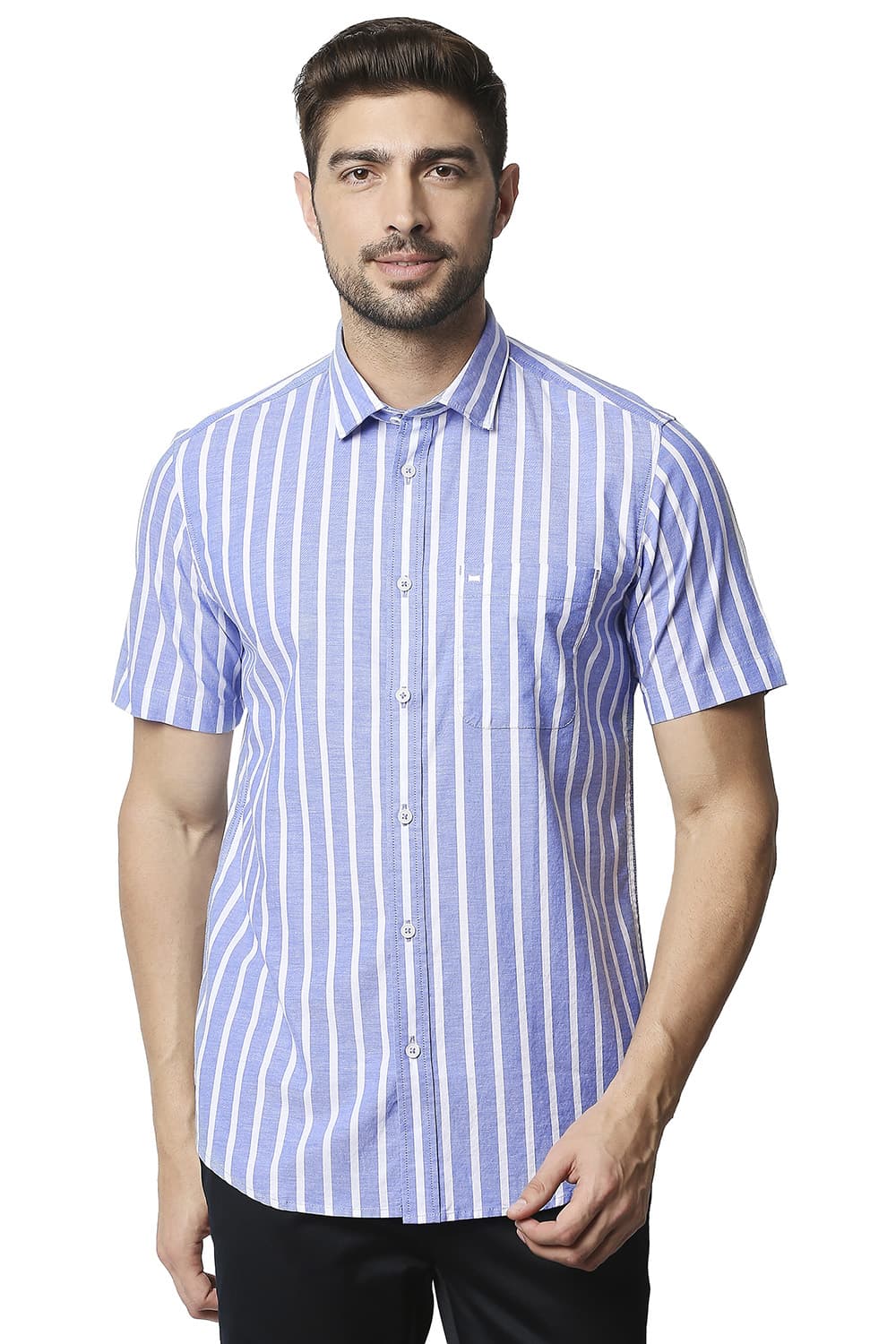 BASICS SLIM FIT OXFORD STRIPE SHIRT