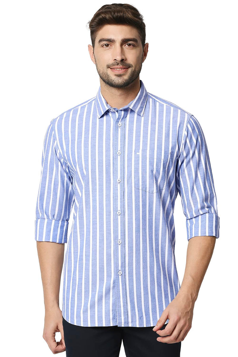 BASICS SLIM FIT OXFORD STRIPE SHIRT