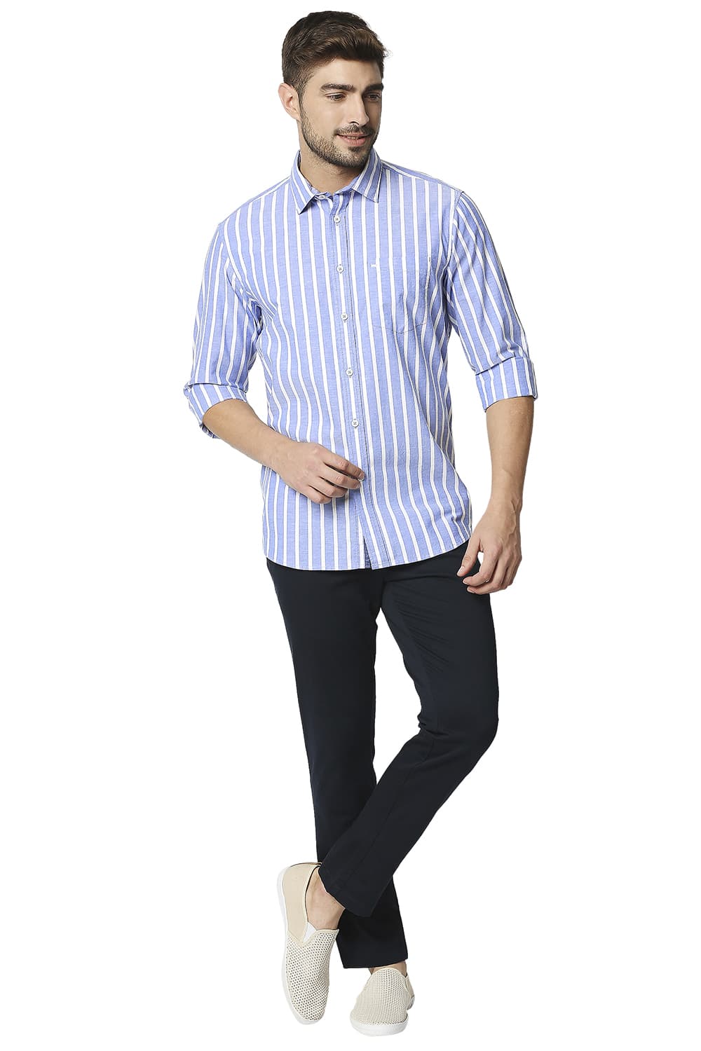 BASICS SLIM FIT OXFORD STRIPE SHIRT