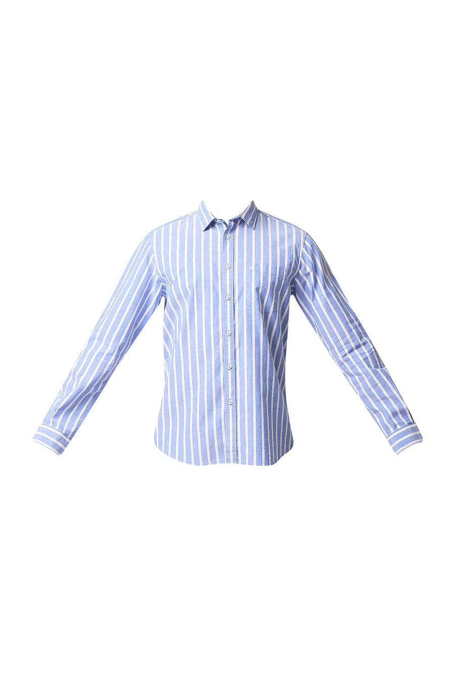 BASICS SLIM FIT ENGLISH MANOR BLUE OXFORD STRIPE SHIRT