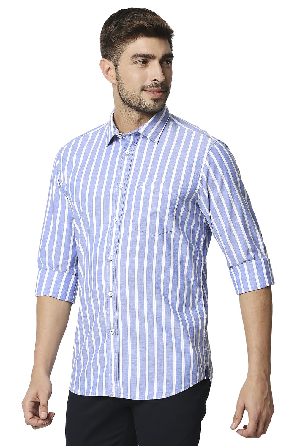 BASICS SLIM FIT OXFORD STRIPE SHIRT