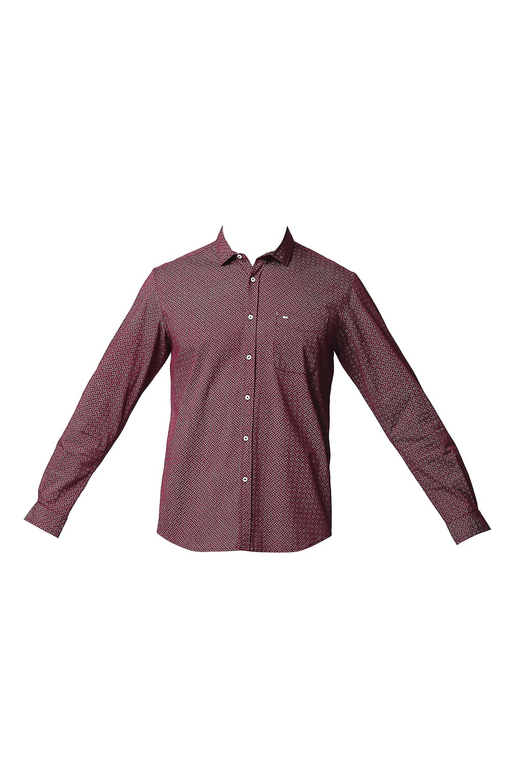 BASICS SLIM FIT TWILL STRETCH PRINTED SHIRT