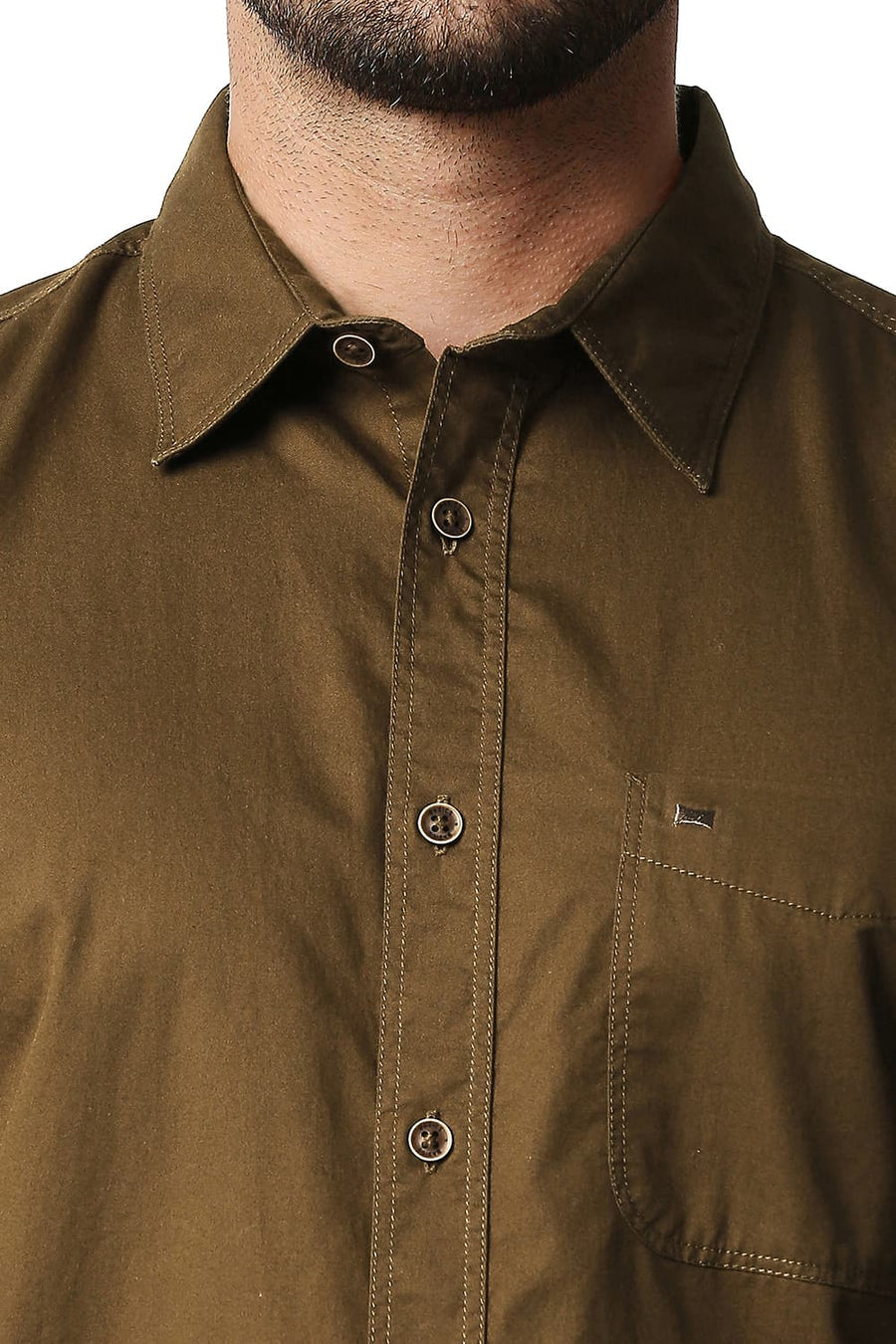 BASICS SLIM FIT TOFFEE KHAKI TWILL SHIRT