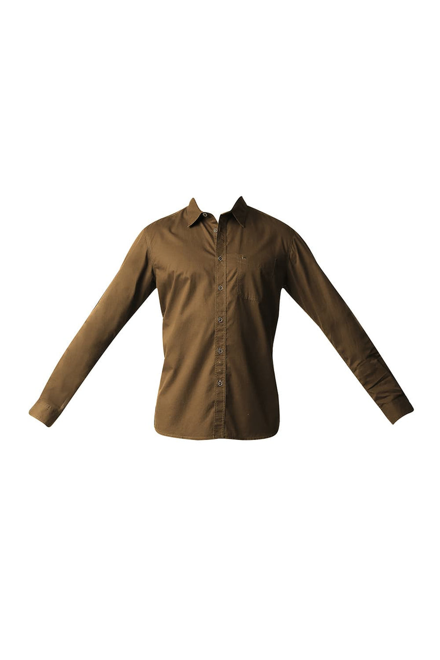 BASICS SLIM FIT TOFFEE KHAKI TWILL SHIRT