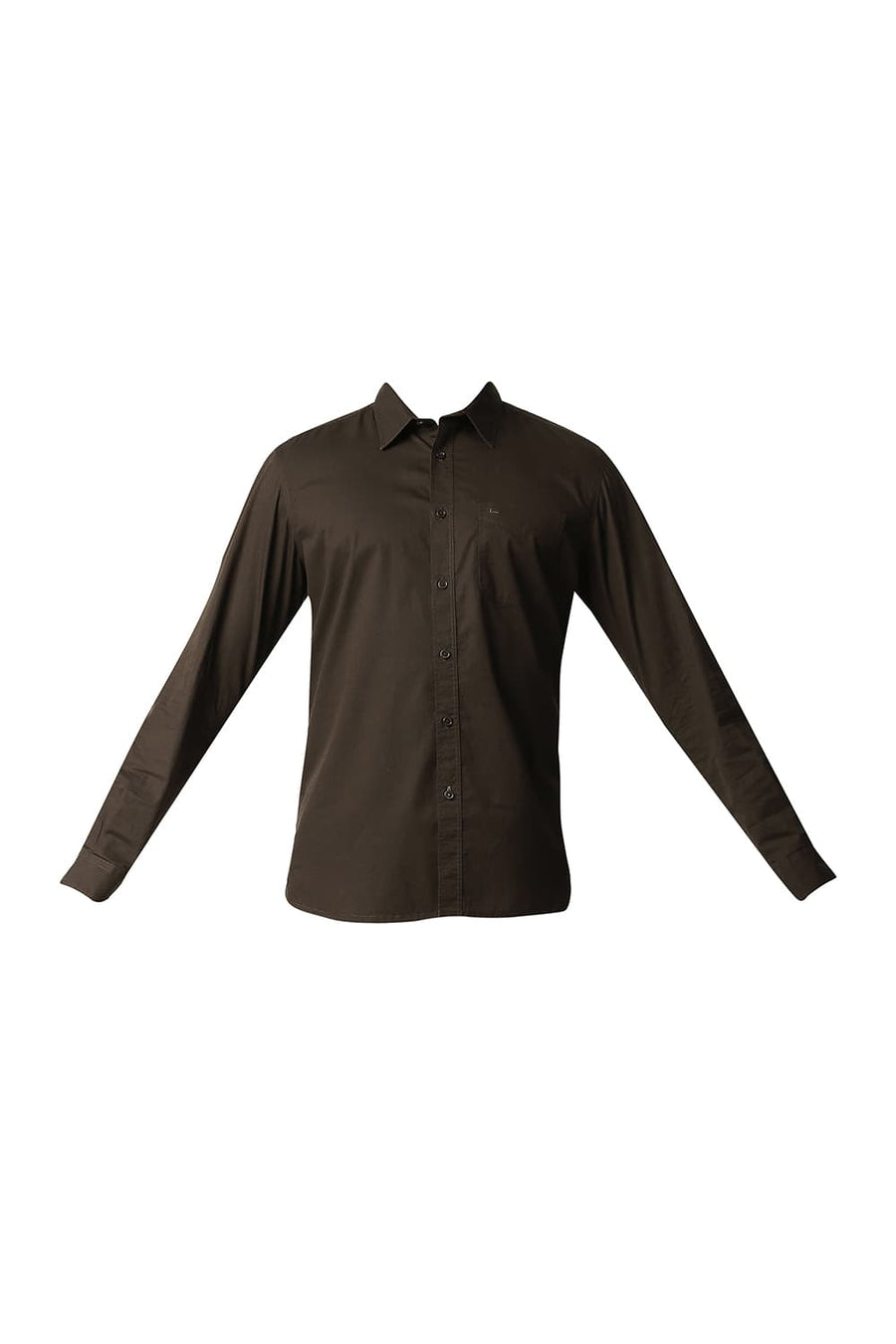BASICS SLIM FIT BEAN BROWN TWILL SHIRT