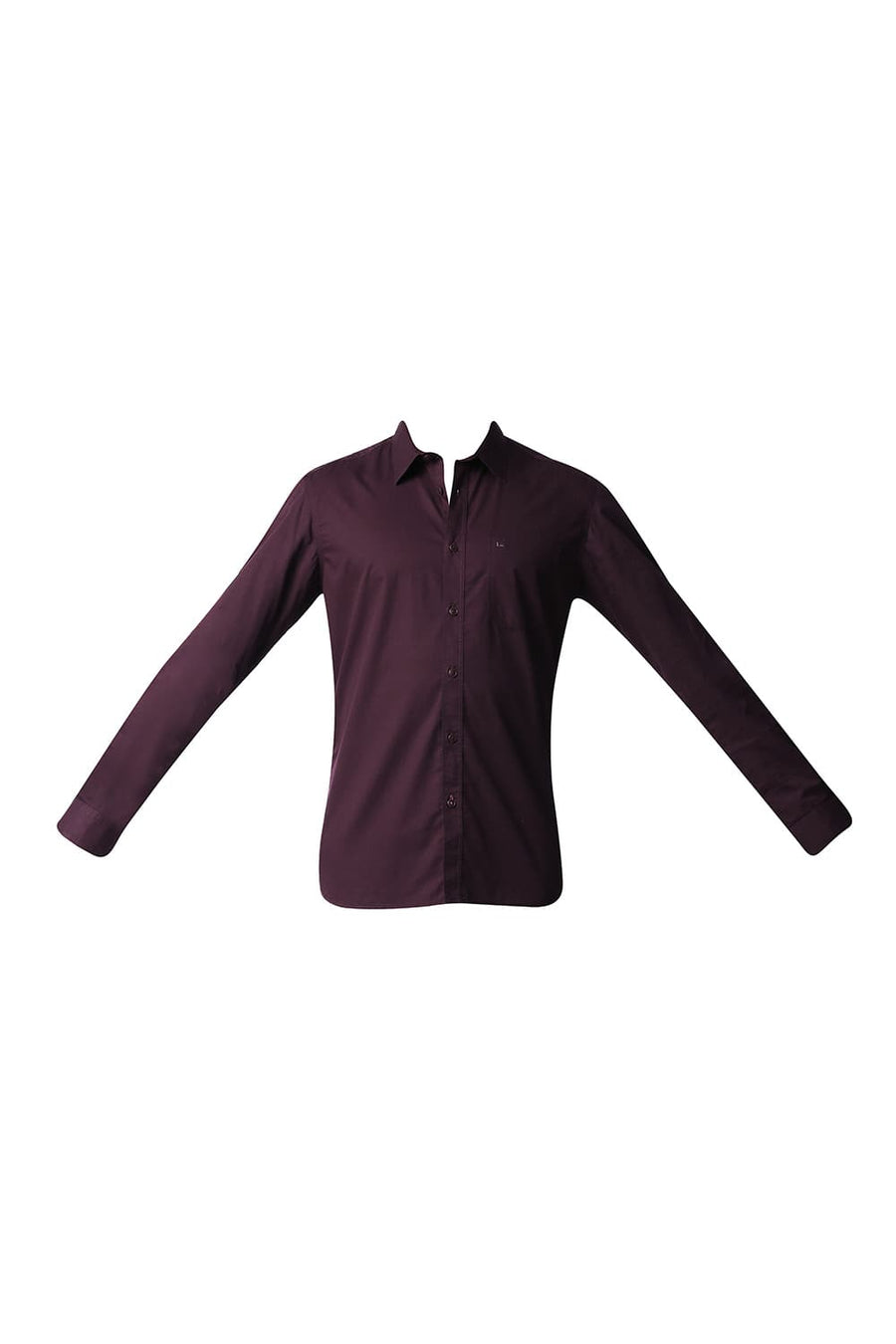 BASICS SLIM FIT FIG WINE TWILL SHIRT