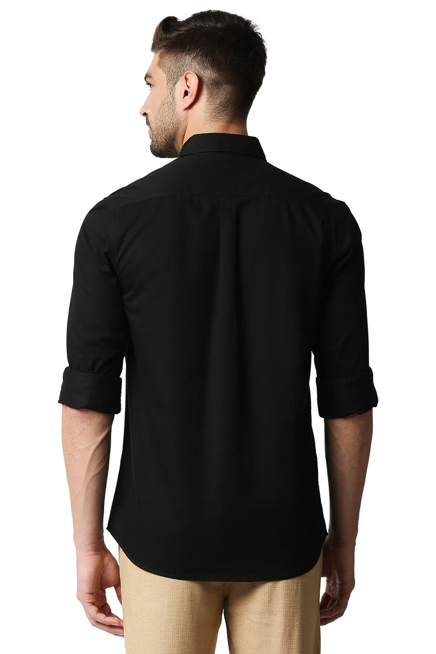 BASICS SLIM FIT ANTHRACITE BLACK TWILL SHIRT