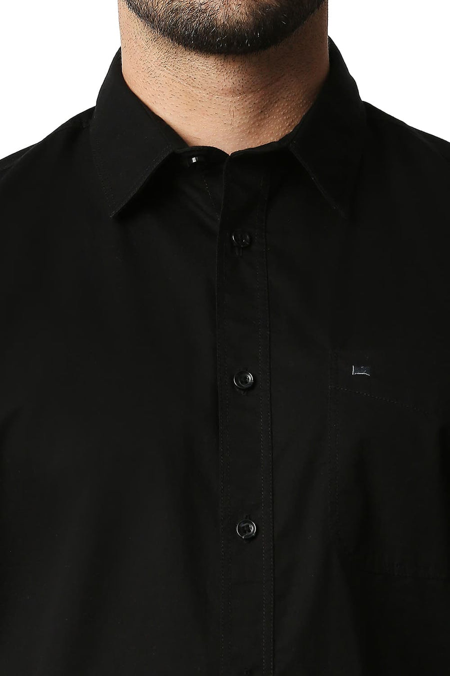 BASICS SLIM FIT ANTHRACITE BLACK TWILL SHIRT