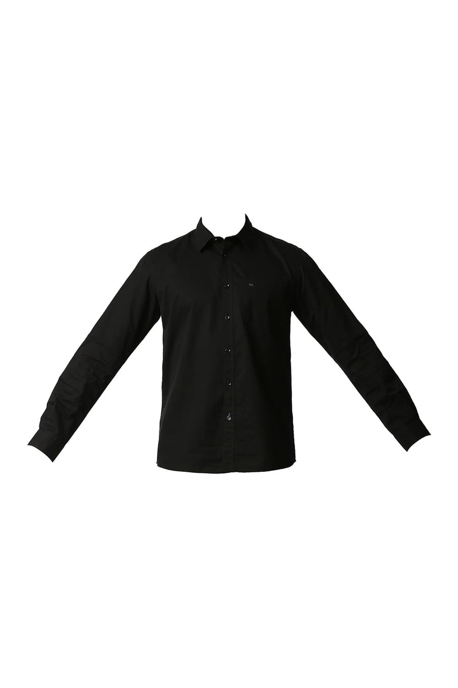 BASICS SLIM FIT ANTHRACITE BLACK TWILL SHIRT