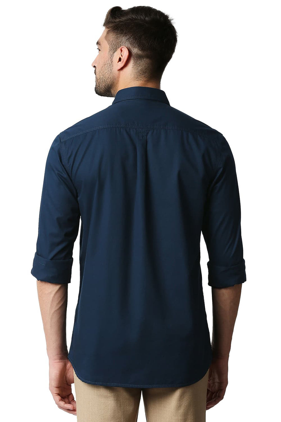 BASICS SLIM FIT DRESS NAVY TWILL SHIRT