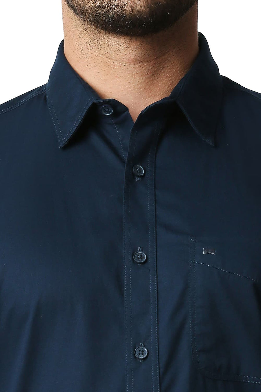 BASICS SLIM FIT DRESS NAVY TWILL SHIRT