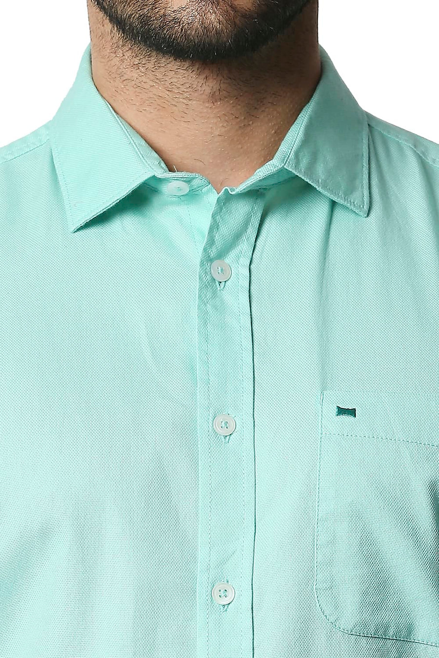 BASICS SLIM FIT OPAL GREEN DOBBY SHIRT
