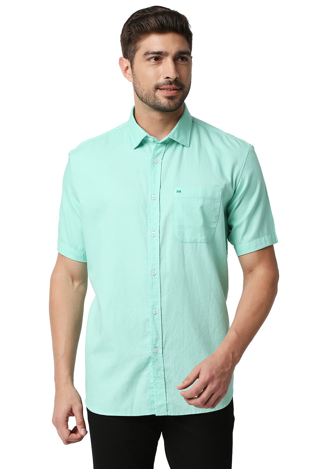 BASICS SLIM FIT DOBBY SHIRT